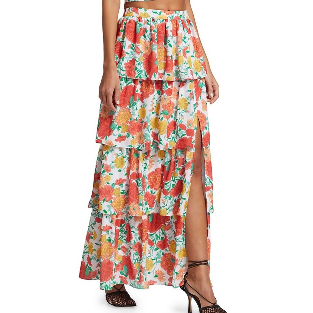 Wayf Floral Tiered Maxi Skirt (NWT)
